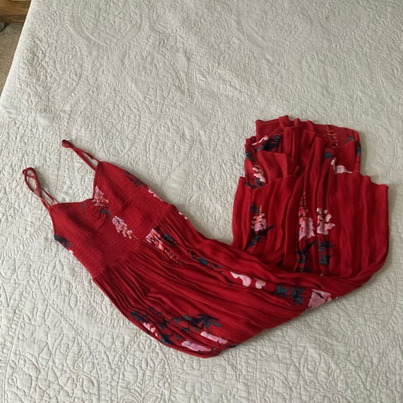 Free People Beau Smocked Printed Slip Red XS - Picture 7 of 9